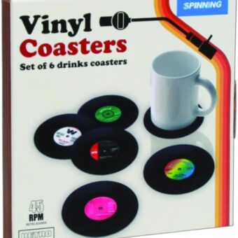 Gift Republic Retro Vinyl Coasters, Cool Drinks Coasters, Great Housewarming Gift, Music Lovers Gift idea