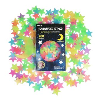 Glow in The Dark Stars Stickers for Ceiling, Adhesive 200pcs 3D Glowing Stars and Moon for Kids Bedroom,Luminous Stars Stickers Create a Realistic Starry Sky,Room Decor,Wall...