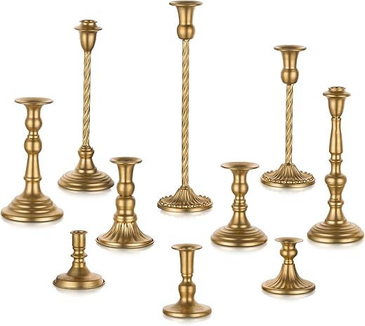 Gold Tall Candlestick Holders Set of 10: Elevate Your Decor