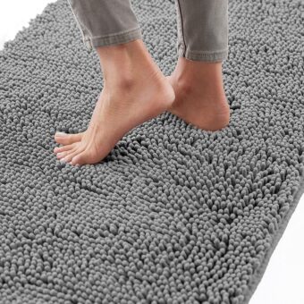 Gorilla Grip Bath Rug Mat 24x17, Thick Soft Absorbent Chenille, Rubber Backing Quick Dry Microfiber Mats, Machine Washable Rugs for Shower Floor, Bathroom Runner Bathmat...