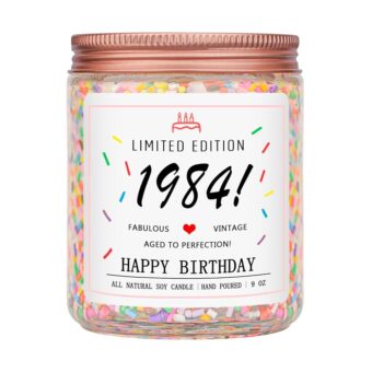 Homsolver 40th Birthday Gifts for Women Ideas, Happy 1984 40th Birthday Candle Gifts-Limited Edition 1984 Handmade Candles (Vanilla Birthday Cake Scent with Sprinkles)