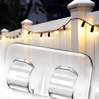 Hooks for Outdoor String Lights Clips: 26Pcs Heavy Duty Light Hook with Waterproof Adhesive Strips - Outside Clear Cord Holders for Hanging Christmas Lighting - Outdoors Sticky...