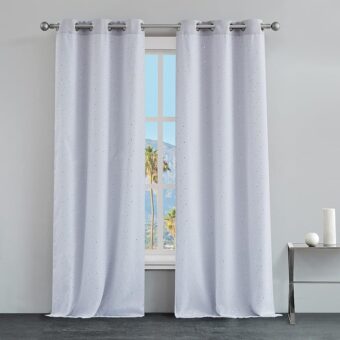 Juicy Couture Melody Night Star Cutout Curtains | 2-Pack Room Darkening Curtains, 38" Wide (76" for Pair) x 96 L | Sky Embellished Thermal Insulated Window Curtain Panels |...