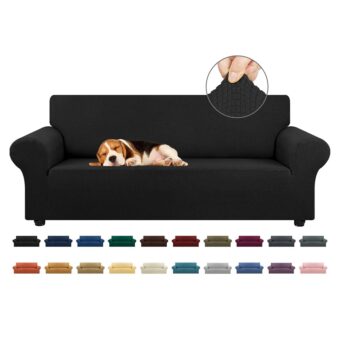 KEKUOU Stretch Sofa Cover Slipcover ，Couch Covers for 3 Cushion Couch Sofa pet Friendly (79"-94") Furniture Protector Sofa with Elastic Bottom for Kids,Dog, Jacquard Small...