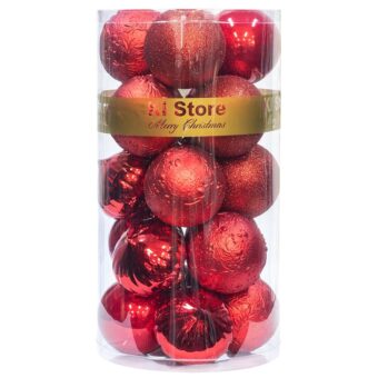 KI Store Red Christmas Balls 20pcs 3.15-Inch Christmas Tree Decoration Ornaments for Xmas Tree Holiday Wreath Garland Decor Ornaments Hooks Included