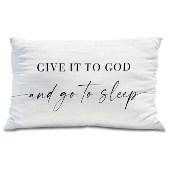 Knibeo Give It to God and Go to Sleep, Decorative Pillows Covers for Bed, Throw Pillows Cover for Bed,12x20 Pillow Cover,Decorative Bed Pillows for Bedroom Room(12x20, White)