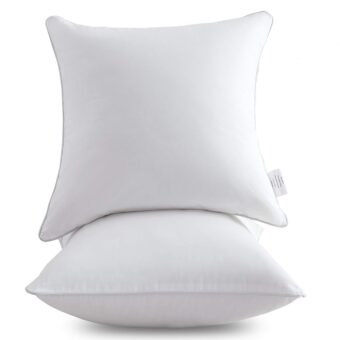 Leeden 18 x 18 Pillow Inserts (Set of 2) - Throw Pillow Inserts with 100% Cotton Cover - 18 Inch Square Interior Sofa Pillow Inserts - Decorative Pillow Insert Pair - White...