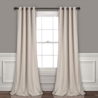 Lush Decor Insulated Grommet Blackout Window Curtain Panels, Pair, 52" W x 95" L, Wheat - Classic Modern Design - Chic Window Decor - Long Curtains For Living Room, Bedroom, Or...