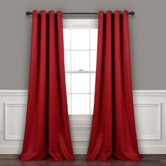 Lush Decor Insulated Grommet Blackout Window Curtain Panels, Pair, 52" W x 95" L, Red - Classic Modern Design - Chic Window Decor - Long Curtains For Living Room, Bedroom, Or...