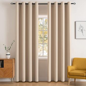 MIULEE Room Darkening Curtains Thermal Insulated Black Out Drapes Solid Window Treatment Long Grommet Light Blocking Blackout Curtain for Living Room Bedroom 2 Panels Set 52 x...