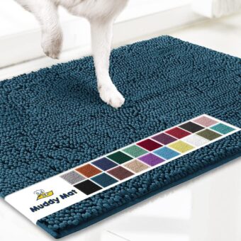 Muddy Mat® Shown ON TV Highly Absorbent Microfiber Door Mat and Pet Rug Non Slip Thick Washable Area and Bath Mat Soft Chenille for Kitchen Bedroom Indoor and Outdoor - Atlantic...