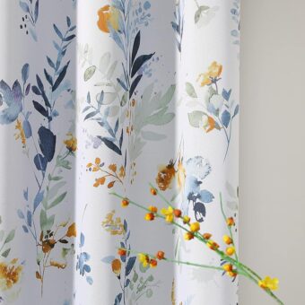 MYSKY HOME Floral Curtains 84 inches Long Living Room Curtains Room Darkening Curtains Thermal Insulated Light Blocking Drapes Grommet for Bedroom Bathroom, 2 Panels, Yellow and...