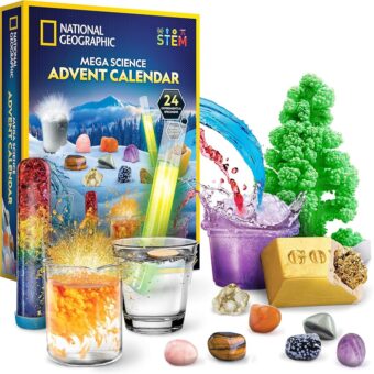 NATIONAL GEOGRAPHIC Science Kit & Rock Collection Advent Calendar 2024 – Jumbo Advent Calendar with 24 Days of Science Experiments, Gemstones & More for Kids, STEM Projects for...