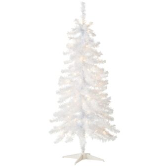 National Tree Company Pre-Lit Artificial Christmas Tree, White Tinsel, White Lights, Includes Stand, 4 feet