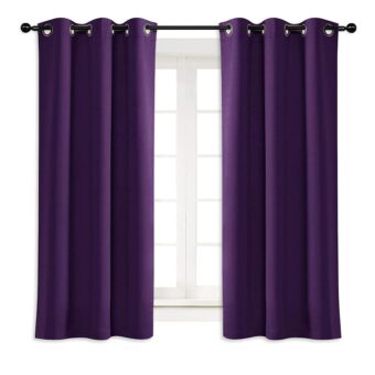 NICETOWN Blackout Room Darkening Window Curtain Triple Weave Home Decoration Solid Ring Top Blackout Room Darkening Drape for Bedroom (Single Panel, 42 x 63 inch, Royal Purple)