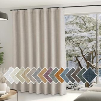 NICETOWN Room Darkening Patio Curtains for Sliding Door, Hook Belt/Rod Pocket/Back Tab Thermal Window Treatment Room Divider Curtains for Bedroom/Living Room, Angora, W100 x...