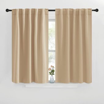 NICETOWN Window Treatment Curtains Room Darkening Drapes - (Biscotti Beige Color) 42 Width X 40 Drop Each Panel, 2 Panels Set, Curtains and Draperies for Kitchen