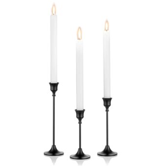 Nuptio 3 Pcs Black Candlestick Holders Taper Candles Holder Candle Stick Holder for Dining Table, Candle Holders for Tapered Candles, Decorative Centerpiece for Wedding...