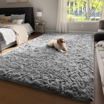 Ophanie Upgrade 4x6 Rugs for Bedroom, Grey, Fluffy Shaggy Soft Area Rug, Gray Non-Slip Indoor Floor Carpet for Living Room, Kids Baby Boys Teen Dorm Home Decor Aesthetic,...