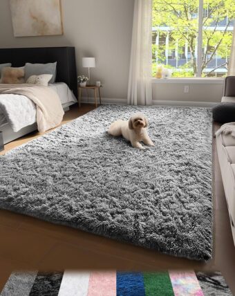 Ophanie Upgrade 4x6 Rugs for Bedroom, Grey, Fluffy Shaggy Soft Area Rug, Gray Non-Slip Indoor Floor Carpet for Living Room, Kids Baby Boys Teen Dorm Home Decor Aesthetic,...