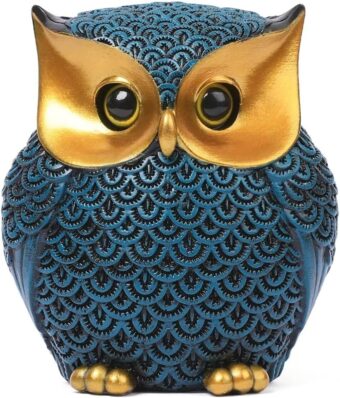 Owl Decor Home Décor Accents Small Decor Items for Shelf Owl Figurines Home Decor Owl Decorations for Home, Office, Gifts for Owl Lover (Blue)