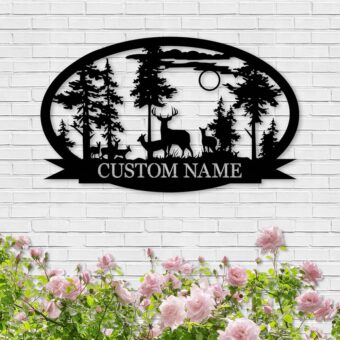 Personalized Deer Metal Cabin Sign | Custom Metal Sign | Personalized Camping Signs | Deer Hunter Gift | Custom Signs Outdoor Metal | Custom Family Name Sign | Cabin Decor |...