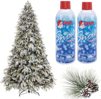 Prextex Winter Textured Snow Spray - 2 Pack 13oz Aerosol Bottles - Flocking Spray for Christmas Tree, Artificial Snow Spray for Crafts, Fake Snow for Windows, Holiday...