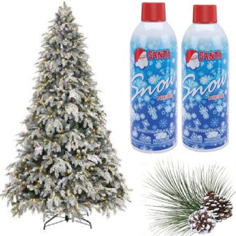 Prextex Winter Textured Snow Spray - 2 Pack 13oz Aerosol Bottles - Flocking Spray for Christmas Tree, Artificial Snow Spray for Crafts, Fake Snow for Windows, Holiday...