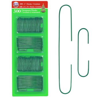 R’ND’s 300 Pack Ornament Hooks Christmas Tree Decorating Hangers- Metal Wire Ornament Hooks for Christmas Tree Decoration Hanging (Green)