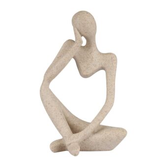 Sandstone Resin Thinker Style Abstract Sculpture Statue Collectible Figurines Home Office Bookshelf Desktop Decor(Small Sandstone,Left)