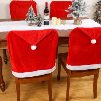 Santa Claus Dining Chair Slipcovers, Christmas Party Chair Covers (4)