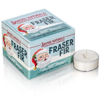 Santa's Naturals Fraser Fir Christmas Tea Light Candles (12 Count) | Authentic Pine Scent | Stocking Stuffers | Each Tea Light Burns 4+ Hours | Made in USA | Soy and Beeswax...