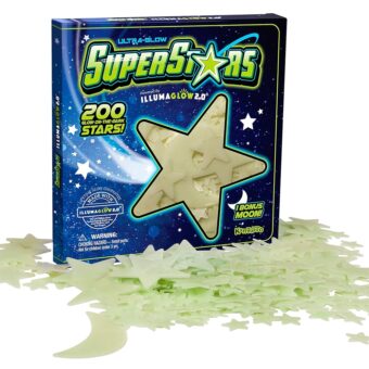 Stocking Stuffers for Kids - Glow in The Dark Stars for Ceiling - Includes Installation Putty, Bonus Moon and Star Constellation Guide, Only Glow Stars Powered by Illumaglow2.0