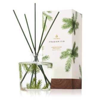 Thymes Frasier Fir Diffuser - Pine Needle Design - Home Fragrance Diffuser Set Includes Reed Diffuser Sticks, Fragrance Oil, and Glass Bottle Oil Diffuser - Aromatherapy...