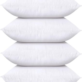 Utopia Bedding Throw Pillows (Set of 4, White), 18 x 18 Inches Pillows for Sofa, Bed and Couch Decorative Stuffer Pillows