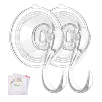 VIS'V Wreath Hanger, Large Clear Heavy Duty Suction Cup Wreath Hooks with Wipes 22 LB Removable Strong Window Glass Door Suction Cup Wreath Holder for Halloween Christmas Wreath...