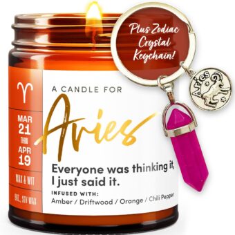 WAX & WIT Aries Gifts for Women, Zodiac Gifts for Women, Astrology Gifts for Women, Zodiac Candles, Aries Candle, March Birthday Gifts for Women, April Birthday Gifts for Women,...