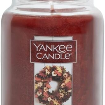 Yankee Candle Autumn Wreath Scented, Classic 22oz Large Jar Single Wick Aromatherapy Candle, Over 110 Hours of Burn Time, Fall Fragrance, Perfect for gifting