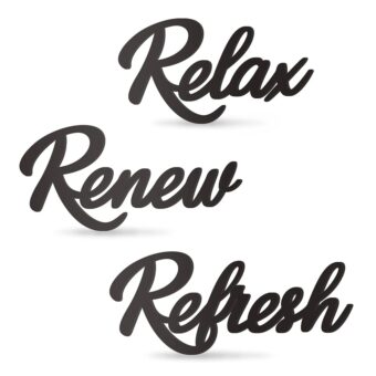 3 Pieces Bathroom Decor Wooden Bathroom Sign Relax Renew Refresh Sign (black)