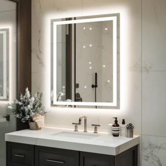 32"x 24" LED Bathroom Mirror with Lights, Dimmable, Double Lights, Backlit + Front Lit, 3 Colors Led Mirror for Bathroom, Lighted Bathroom Vanity Mirror, Tempered...