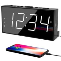 Alarm Clock for Bedroom, 2 Alarms Loud LED Big Display Plug in Simple Basic Digital Clock with USB Charging Port, Adjustable Volume, Dimmable, Snooze for Deep Sleepers Kids...