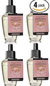 Bath and Body Works 4 Pack Aromatherapy Comfort Vanilla & Patchouli WallFlower Fragrance Refill 0.8 Oz