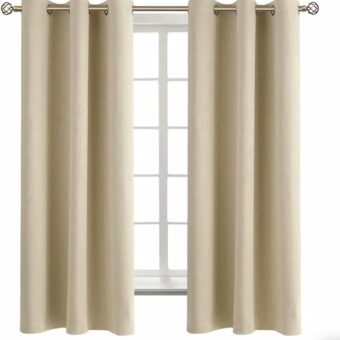 BGment Beige Room Darkening Curtains 63 Inches Long 2 Panels Set, Sunlight Blocking Thermal Insulated Grommet Window Treatment Drapes for Bedroom, Each Panel 42 x 63 Inch