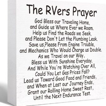 Camping Decor Funny Camping Sign Rustic The RVers Prayer Wood Block Sign Home RV Camper Decor,Camper Decorations Accessories for Inside,Camping Gifts