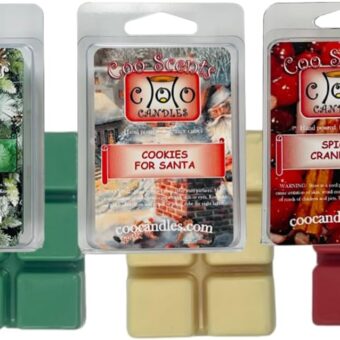 Christmas Scented Wax Melts, 3 Pack Holiday Scents for Wax Warmer - Soy Wax Cubes for Clean Burn - Frosty Pine, Spiced Cranberry & Cookies for Santa - Made in The USA