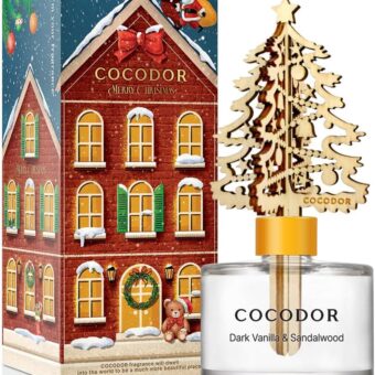 COCODOR Christmas White Tree Reed Diffuser/Dark Vanilla&Sandalwood/ 6.7oz / Scent Fragrance Oil Diffuser for Bedroom Bathroom Home Décor for Xmas