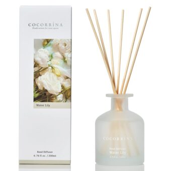 Cocorrína Reed Diffuser - Water Lily 6.76oz Diffuser with Sticks Home Fragrance Essential Oil Reed Diffuser for Home Bedroom Bathroom Shelf Decor Office Decor (Summer Collection)