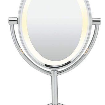 Conair Lighted Makeup Mirror, LED Vanity Mirror, 1X/7X Magnifying Mirror, Double Sided, Corded in Polished Chrome