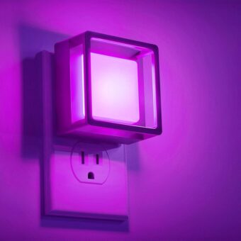 DORESshop Purple Night Light [2 Pack], Night Lights Plug Into Wall, Night Light, Dusk to Dawn Sensor, LED Night Light Adjustable Brightness, Bedroom, Bathroom, Hallway, Stairs,...