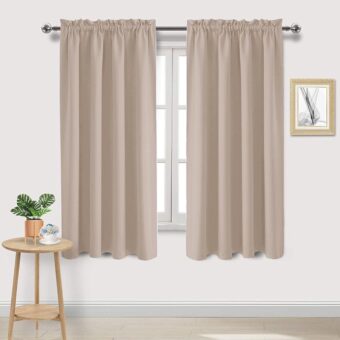 DWCN Blackout Curtains Thermal Insulated, Energy Saving & Noise Reducing Bedroom and Living Room Curtains, Camel, W 52x L 63 Inch, Set of 2 Rod Pocket Curtain Panels